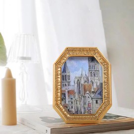 SIKOO Small Vintage 2.5 ×3.5 Gold Picture Frame Antique Mini Ornate Photo Frame Tabletop and Wall Hanging with High Definition Glass Front for Baby Nursery Home Décor, Retro Photo Gallery, Old-Fashioned Art