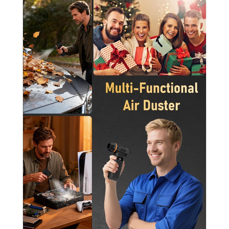 EVEAGE Compressed Air Duster, 180000RPM 4-Gear Adjustable Electric Air Duster