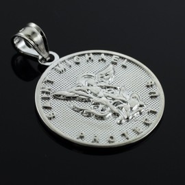 925 Sterling Silver Saint Michael Medal Protection Charm Pendant Necklace, 22"