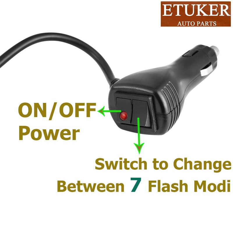 ETUKER 12 V 24 V White Rotating Light Magnetic Flash