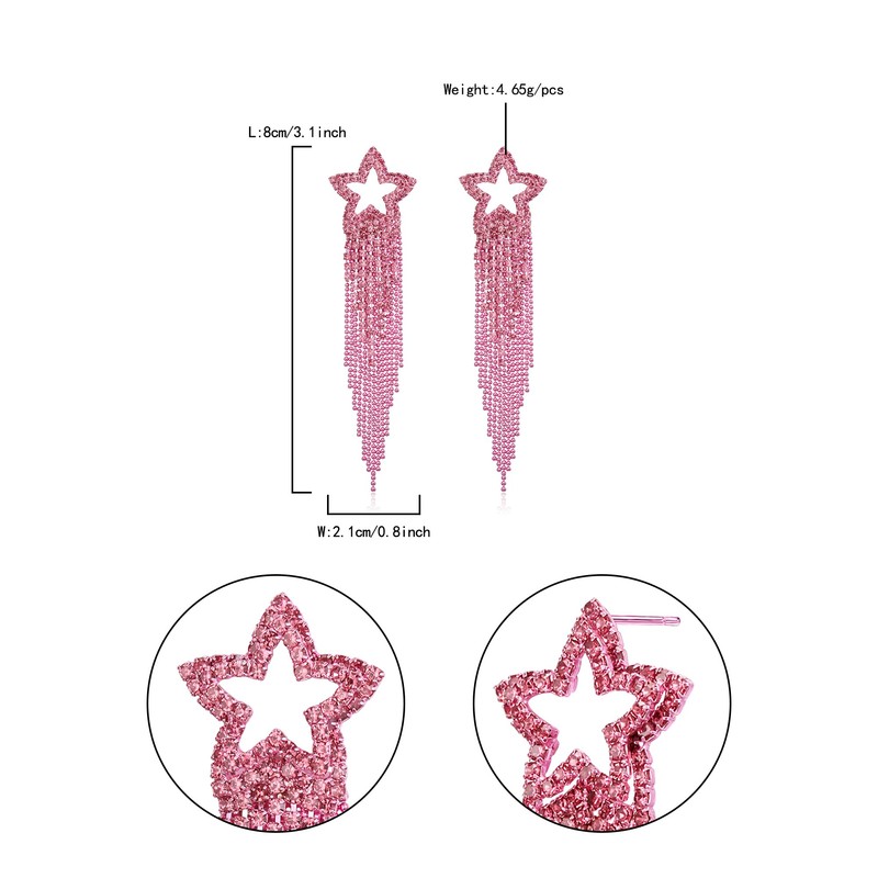 EVER FAITH Tassel Earrings Rhinestone Star Sparkling Crystal Fringe Drop