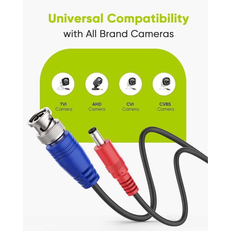 SANNCE Special Design 30M/100 Feet BNC Video Power Cable For