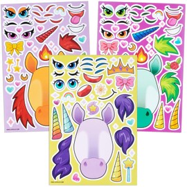 JOYIN 36PCS 9"x6" Make a face Stickers for Kids, Party Favors Kids Crafts, Make Your Own Fantasy Unicorn Stickers, Goodie Bags Stuffers, Classroom Rewards