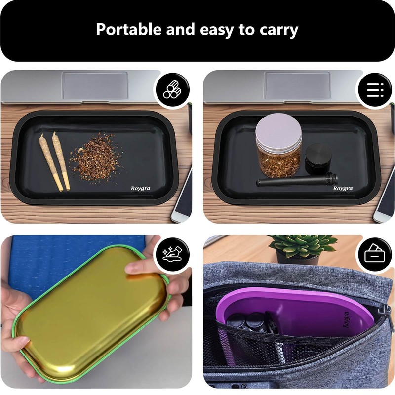 roygra Rolling Tray, Large Metal Tray, Cigarette Pre Roll Smoking