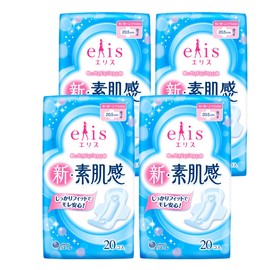 Ellis New Bare Skin Feeling with Wings, 8.1 inches (20.5 cm) (Normal to Heavy Days), 80 Sheets (20 Sheets x 4 Packs) [Bulk Purchase]