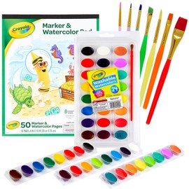Watercolor Paint Set – 24 Watercolor Paint, 50 Sheets Water Color Paper Pad, 7 PaintBrushes for Kids – Complete Water Color Painting Kids Supplies Set