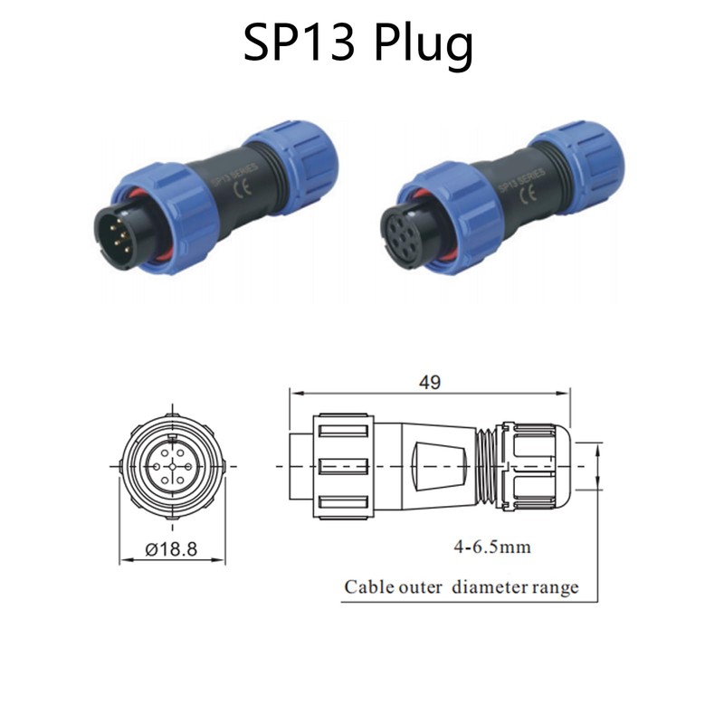 2 x Aviation Plug SP13 2-Pin Male Plug and Female