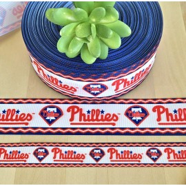 Unbranded 5/8, 7/8 & 1.5" (1 YD) Philadelphia Phillies Grosgrain Ribbon Baseball - 1 1/2"
