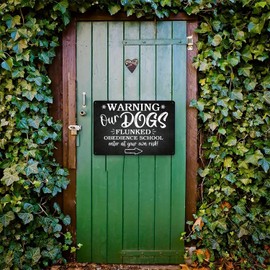 8x12 Inches Funny Vintage Metal Sign - 'Our Dogs Flunked Obedience School' Decorative Plaque for Home, Garden, or Garage