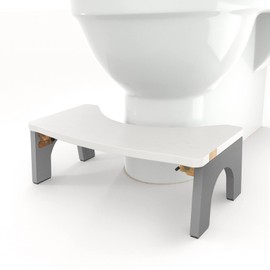 Toilet stool Wood, Foldable Poop stool for Adult, 7" Wooden Squat Poop Stool by CHEAGO, Extra Sturdy & Stable Toilet Step Stool with Heavy Duty Tab Locks Anti-Slip Feet for Security, 380 lbs