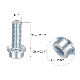 sourcing map M10x30mm Flanged Socket Head Cap Screws, 20pcs 8.8 Grade Carbon Steel Hex Socket Head Serrated Flange Bolts Machine Screws