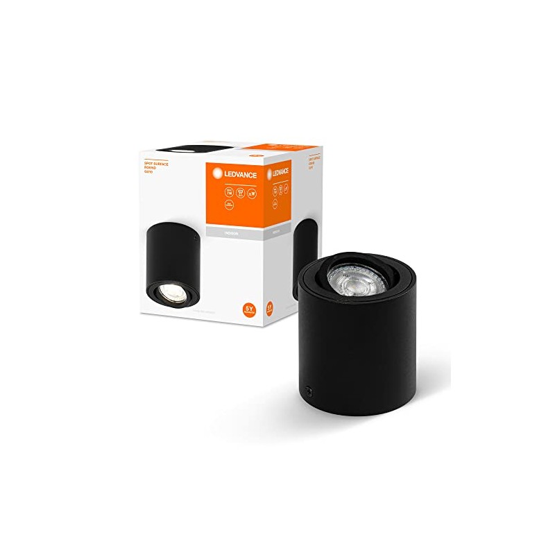 LEDVANCE Spot Surface Round Ceiling Spotlight, Black, with GU10 Socket,