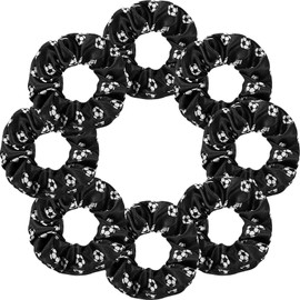WILLBOND 8 Pieces Soccer Hair Scrunchies Football Hair Ties Elastic Bands Girl Gifts Ponytail Holders Sport Accessories for Girls Women Players Coaches Teams(Black)