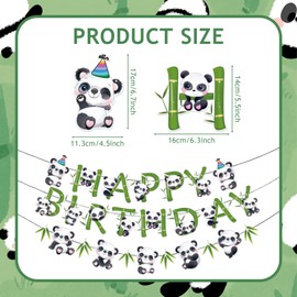 SINGOMON 2PCS Panda Theme Happy Birthday Banner Panda Banner Bamboo Panda Theme Hanging Banner Happy Birthday Sign for Animal Theme Party Decorations Panda Bear Birthday Decorations Baby Shower Decorations