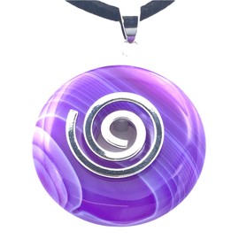Steinfixx® - Premium Necklace with Purple Agate Gemstone Donut Diameter 30 mm | Healing Stone | Gemstone | Chakra Stone, Crystal Gemstone Crystal gemstone pink agate, Agate