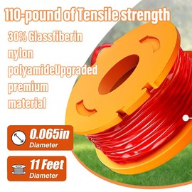 4 Packs of Replacement Spools for Worx 20 V Grass Trimmer WG180/WG163/WA0010 - 1.65 mm Diameter Nylon Thread 3 m Length Thread Spool + 2 Caps WA6531 - Highly Tearproof & Weather Resistant
