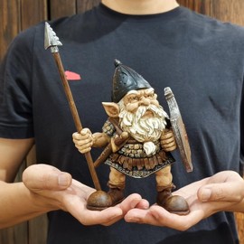 HEINBOW Viking Warrior Gnome Beard Dwarf Statue Norse Mythology Figurine Decorative Garden Gnome Outdoor & Indoor Decor Funny Ornament Vintage Collectible Present