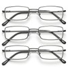 OKH 3 Pack Stainless Reading Glasses 2.0, Metal Frame Blue