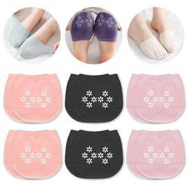 SooGree 6 Pairs Toe Topper Socks Women Invisible Socks Toe Cover Liner Half Socks Seamless Non-Slip Toe Half Socks, 6 Pairs (Pink-black-skin Powder), Medium