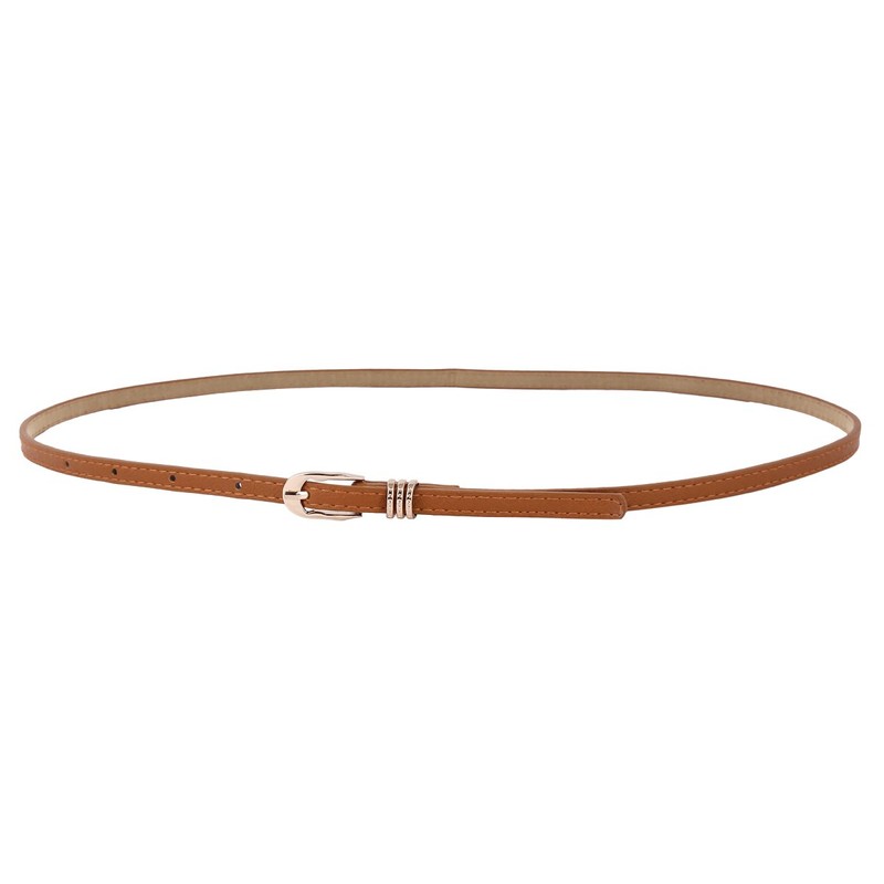 Damara Womens Elegant Slim Metal Keeper Prong Buckle Waist Belt,Beige