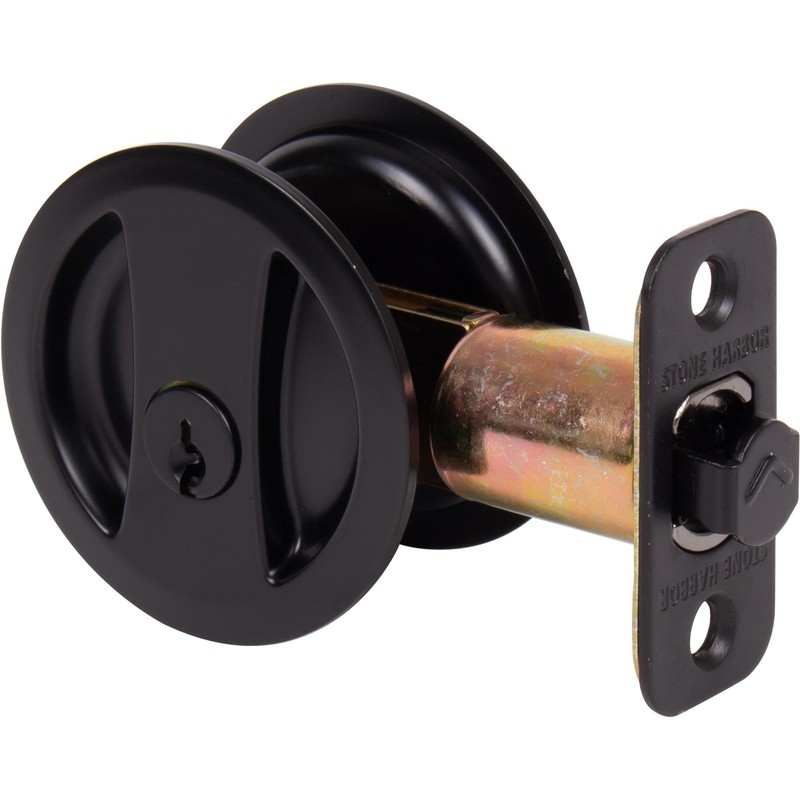 Stone Harbor Hardware Round Pocket Door Lock, Entry Function, 2-3/8"