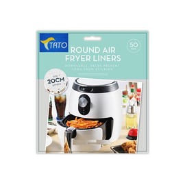 TRTO 50pk Air Fryer Liners Non Stick Round 20cm Disposable Sheets Air Fryer Sheets Round Dia 20cm Easy to Use, Liener2304