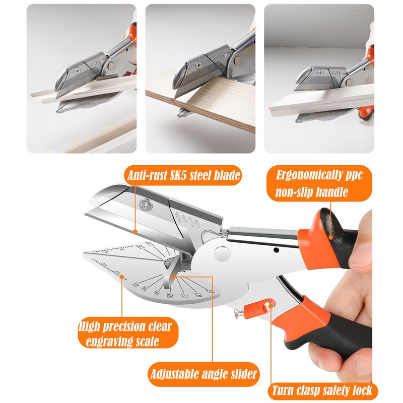 Amazleer Miter Shears Adjustable 45°-135° Trunking Cutter Set with 10