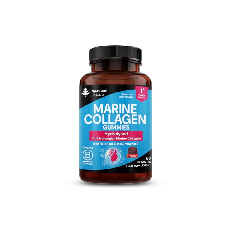 Marine Collagen Gummies for Women, 60 Gummies 1 Month Biotin,
