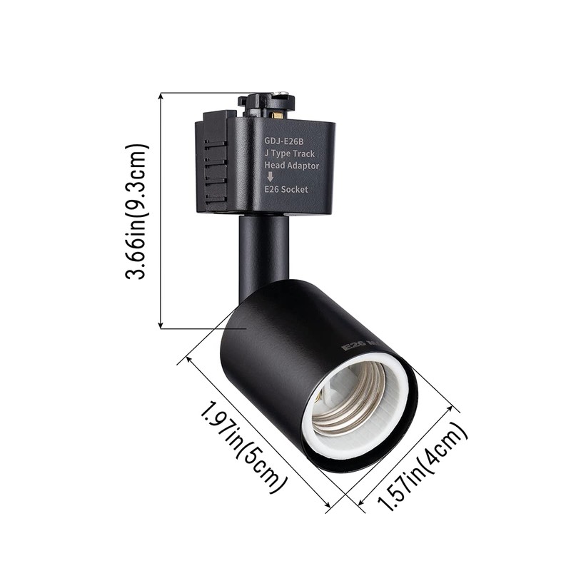 mirrea J Type Track Lighting Head to E26 Medium Screw