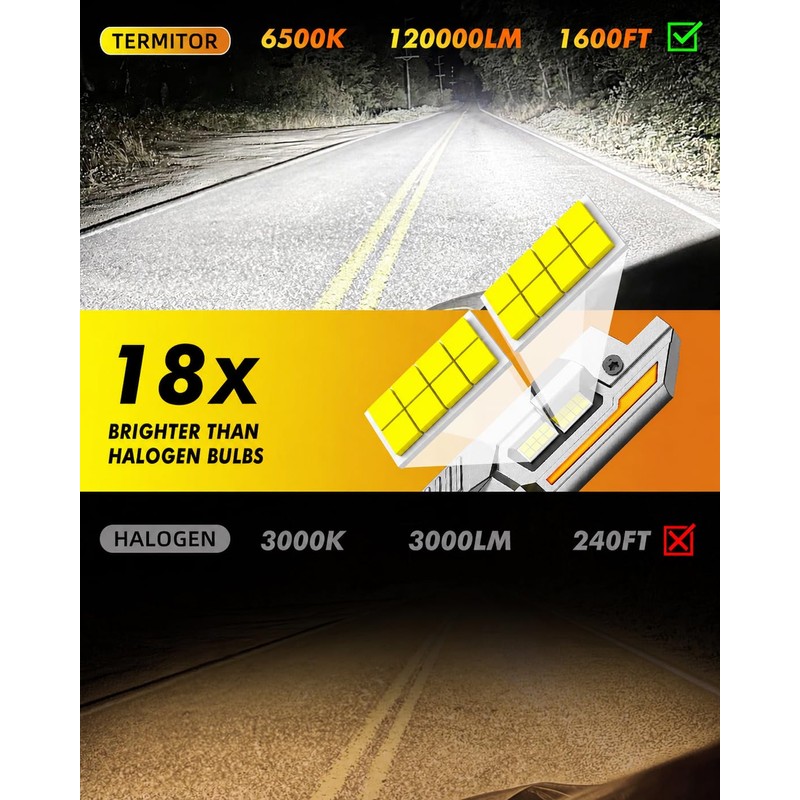 Termitor H4/9003/HB2 Light Bulbs, 120,000LM 18X Ultra Brightness, Pack of
