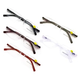 V.W.E. 5 Pairs Men Women Rectangular Lightweight Rimless Reading Glasses - Clear Lens Spring Hinge Reader (5 Pairs Assorted, 1.00, x)