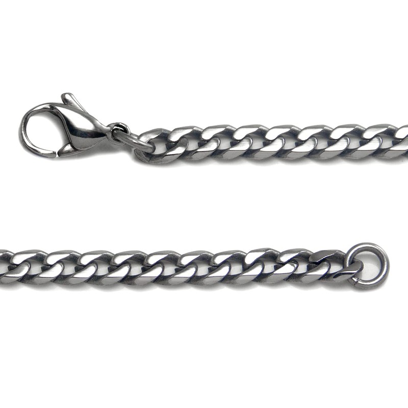 Titanium 4MM Curb Chain Link Necklace 22"
