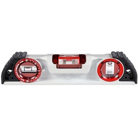 Kapro - 935 Magnetic Cast Red Torpedo Level - Features Optivision, Angle Finder, and V-Groove - For Tilling, Masonry, and Construction - 10 in