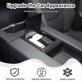 HIRUFAIT Armrest Box Storage Box Cover for Toyot@ Tundra 2022-2024 /Sequoia 2023-2024 Accessories, ABS Center Console Armrest Box Privacy Box Cover Decor (Carbon Fiber Pattern)