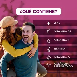 Biotina Colágeno Hidrolizado Vitamina E y B5 Zinc 120 Cápsulas Multivitaminico para Mujer y Hombre