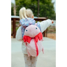 The Petting Zoo Axolotl Stuffed Animal Plushie Backpack, Gifts for Kids, Sealife Animal Toy, Pink Axolotl Plush Toy Book Bag, 20 inches