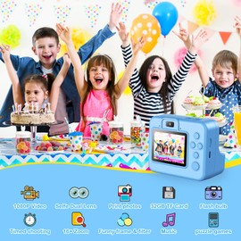 Instant Camera Children with Selfie 1080p Children's Camera Instant Camera with 32 GB Card & 3 Rolls of Printing Paper, Children's Camera, Children's Toy Gifts for Boys & Girls from 3-12 Years