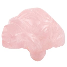 KYEYGWO Rose Quartz Crystal Tortoise Figure Gemstone Hand Carved Turtle Sculpture Reiki Healing Stone Ornament Pocket Statue Fengshui Decor for Lucky Charm Amulet