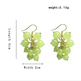 Grape Earrings for Women, Cute Fruit Grape Drop Earrings for Girls, Tropical Green Grape Earrings Hypoallergenic, Gold Leaf Grape Earrings Stud Earrings, Zinc