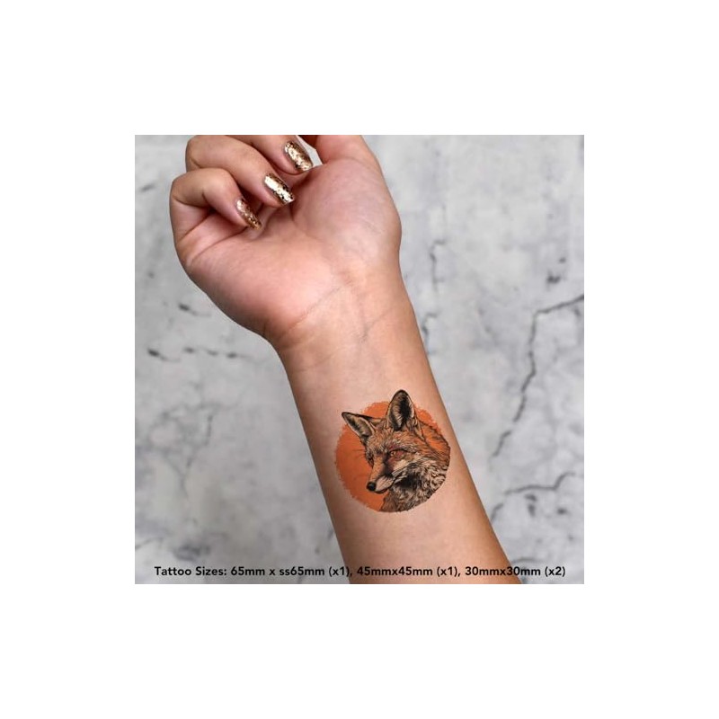 Azeeda 4 x 'Fuchs Porträt' Temporäre Tattoos - Wasserfest, Hautfreundlich