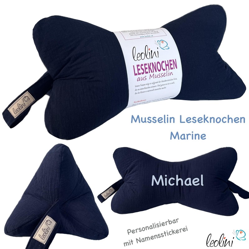 Reading Bone Ergonomic Neck Pillow Made of Muslin Various Colours