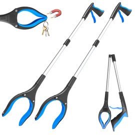 32" Grabber Reacher Tool, 2-Pack Foldable Reacher Grabber Pickup Tool with 360° Anti-Slip Rotating Jaw & Magnet, Mobility Aid Reaching Assist Tool for Trash Pick Up, Lightweight Grabber Tool