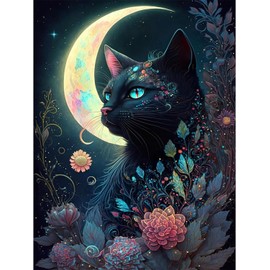 Aiuorty 5D Diamond Painting Pictures Horse Diamond Art Adult Full DIY Diamond Art Painting Embroidery Set Cross Stitch Pictures Home Wall Decor 30 x 40 cm (Cat)