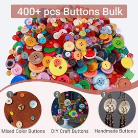 Penbin 400+ pcs Round Resin Buttons Mixed Color, Assorted Sizes (0.7-4cm) for Sewing, Crafts DIY, Button Painting, Easter Egg Fillers - Perfect for Crafters, Teachers & DIY Enthusiasts
