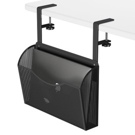 WOCHUANGSI Under Desk Storage Vertical Laptop Holder Stationery Shelf Pen Book Organization For Office Carbon Steel Stand Organizers Mount Adjustable Punch-free