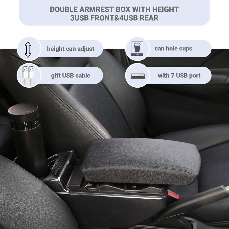 HRCHCG Compatible with Toyota Yaris Armrest Yaris IA Sedan, Adjustable