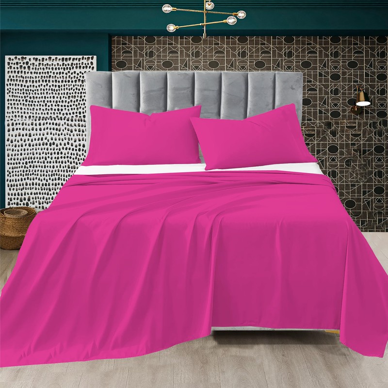 R&Z Plain Luxuary Polycotton Flat Sheets Single, Double, King, S