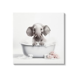 Stupell Industries Baby Elephant Bath Canvas Wall Art by Lazar Studio