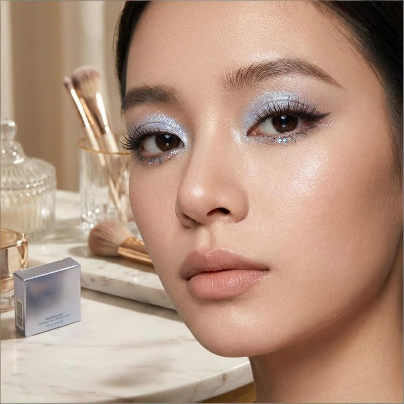 Pearlescent Ice Blue Glitter Eyeshadow - High Pigmented Cold Tone