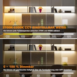 PAUTIX PAUTIX WIFI Smart COB LED Streifen CCT 5M,Abstimmbares Wei? 2700K-6500K COB LED Band,24V LED Streifen Funktioniert mit Alexa/Google Assistent und Netzteil fr Kchenschrank,Zimmer,Fernseher